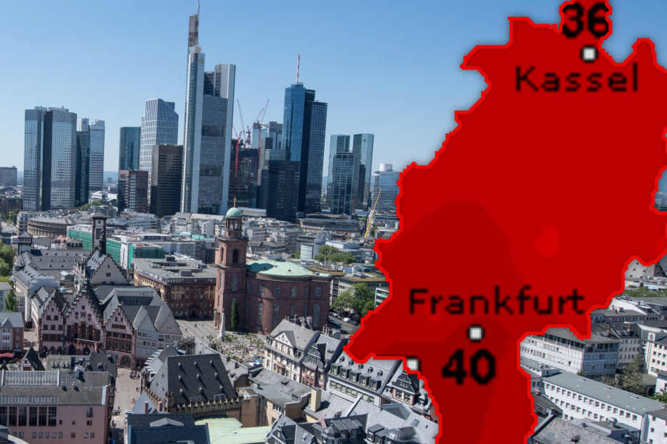 Fotomontage: In der Mainmetropole Frankfurt könnte sogar die 40-Grad-Marke geknackt werden (Symbolbild).