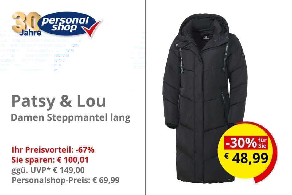 Patsy & Lou Damen Steppmantel lang