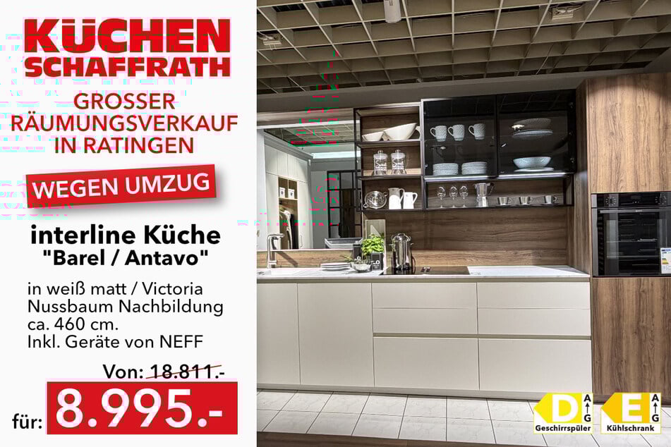 Backofen B1ACE4AG0, EEK* A, Muldenlüfter T47TD7BN2, EEK* B, Kühlschrank KI5862FE1, EEK* E, Geschirrspüler S297EB800E, EKK* D, Quarz-Spüle