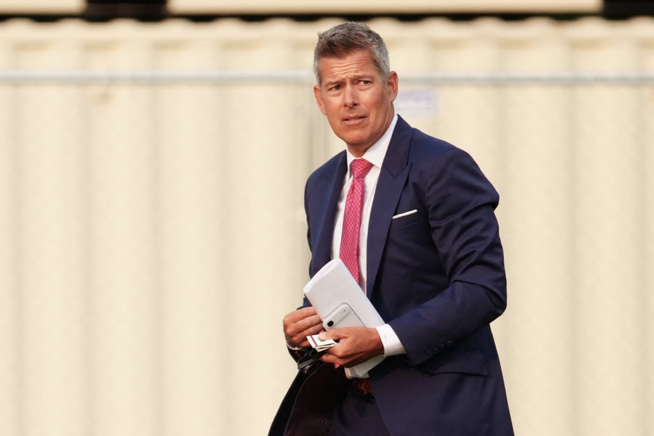 US Secretary of Transportation Sean Duffy steps off Marine One upon landing on the Ellipse near the White House on July 27, 2026.