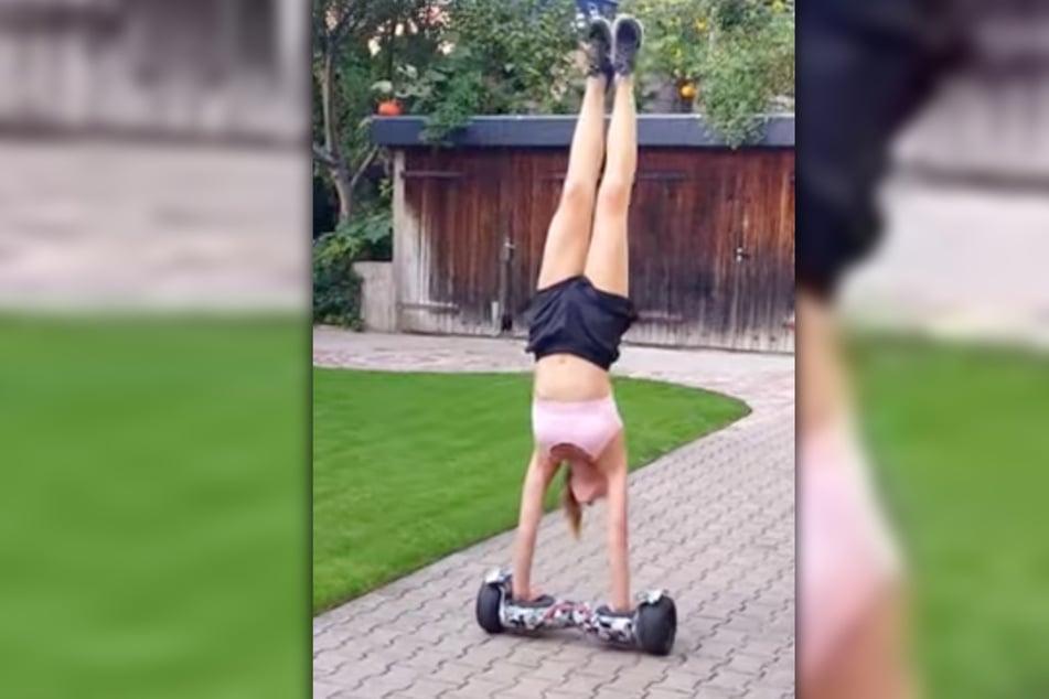 Motorisierte Turnübungen: Michelle Rednik (25) im ehemaligen Hausgarten.