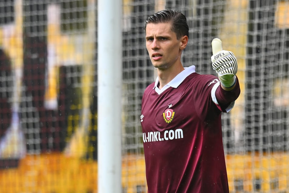 Daniel Mesenhöler (28) feierte gegen Duisburg sein Drittliga-Debüt für Dynamo und soll auch gegen Aue ran.