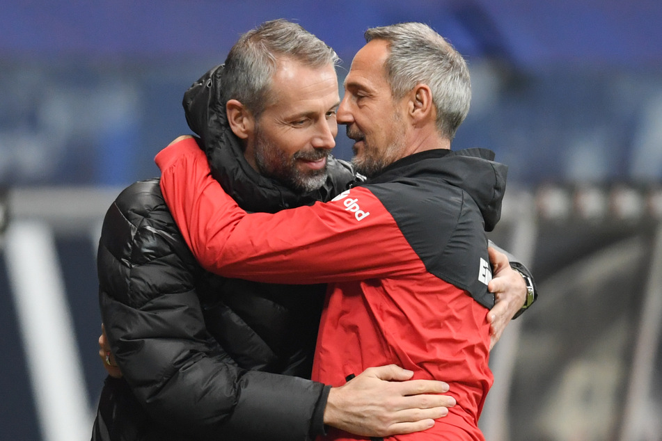 Adi Hütter (51, r.) wird bei Borussia Mönchengladbach die Nachfolge von Marco Rose (44) antreten.