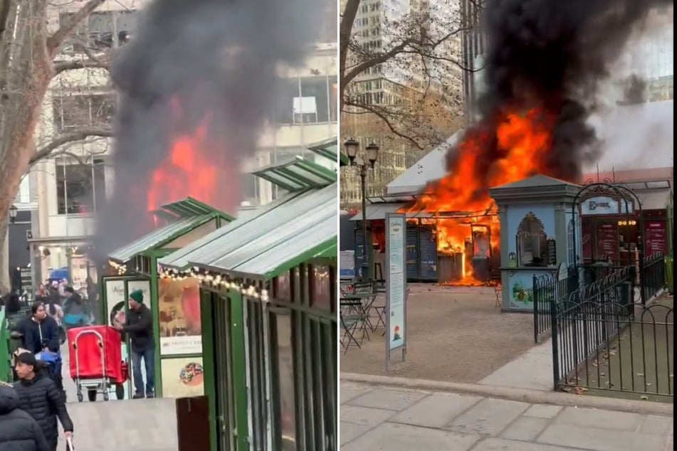 Raging fire breaks out at New York City's Bryant Park Winter Village