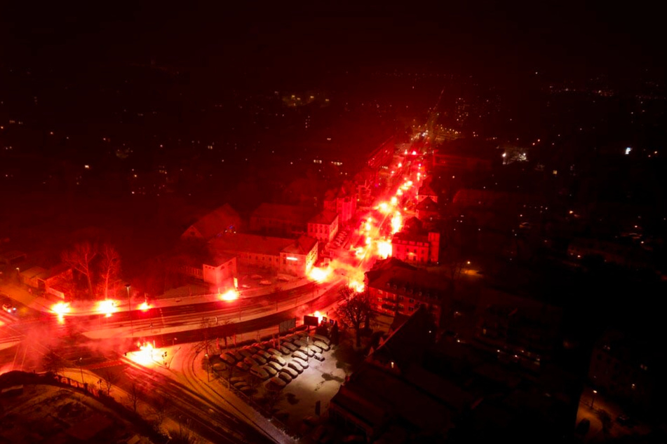 Die Dynamo-Fans inszenierten eine beeindruckende Pyroshow.