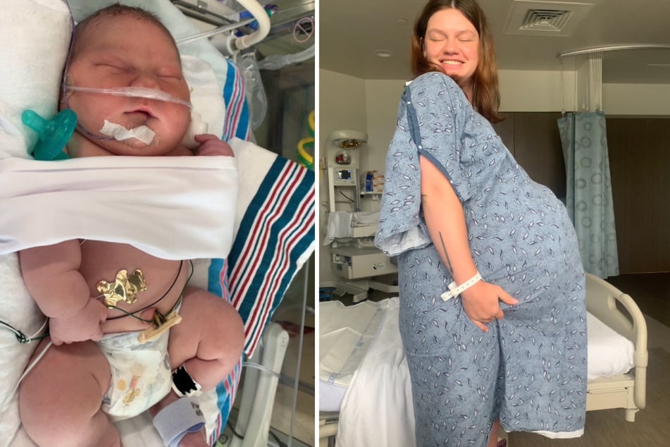 Mutter Shelby Martin (30) brachte per Kaiserschnitt ein fast sechs Kilogramm schweres Baby zur Welt.