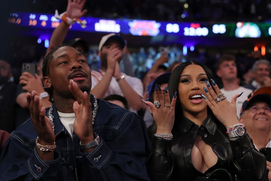 Cardi B (r) celebrated Stefon Diggs (l) and the New England Patriots beating the Houston Texans on Sunday.