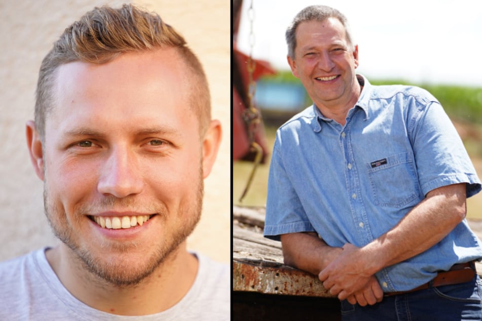 Student Patrick (24, l.) und Geflügelbauer Rüdiger (53). (Fotomontage)