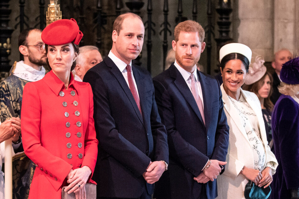 (From l to r) Kate Middleton, Prince William, Prince Harry, and Meghan Markle have reportedly been at odds after the bombshell revelations from the Duke and Duchess of Sussex.