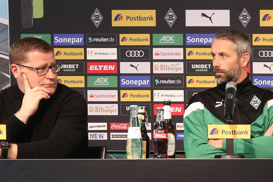 Man kennt sich aus alten Zeiten. Damals noch Sportdirektor und Trainer von Borussia Mönchengladbach: Max Eberl (49, l.) und Marco Rose (46).