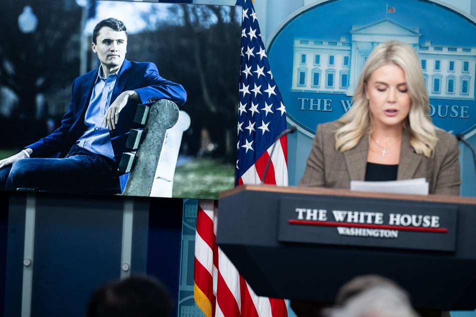White House Press Secretary Karoline Leavitt (r.) said that President Donald Trump is open to having a public holiday in honor of Charlie Kirk.