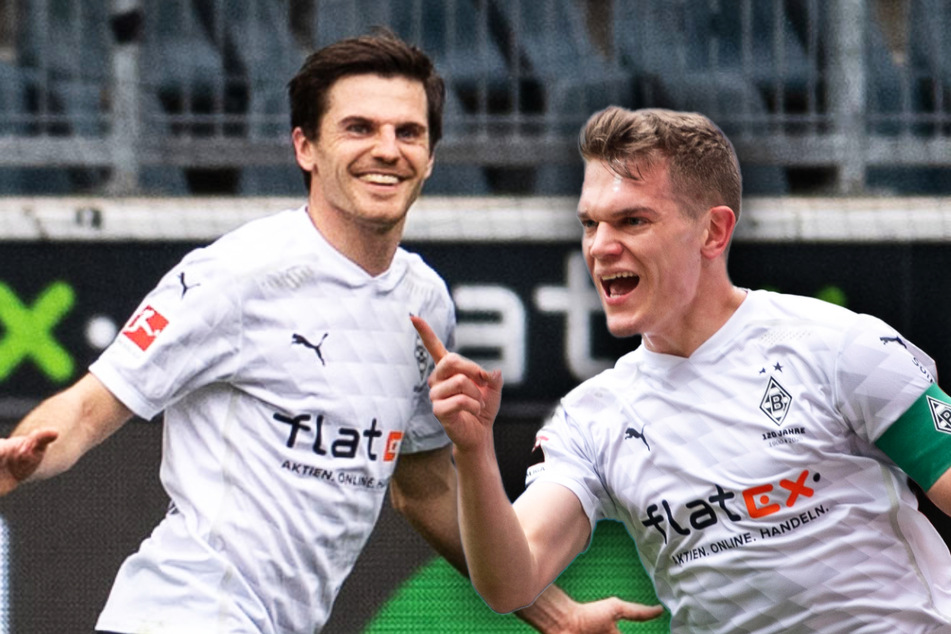 Matthias Ginter (27, r.) und Jonas Hofmann (29) bleiben Borussia Mönchengladbach erhalten.