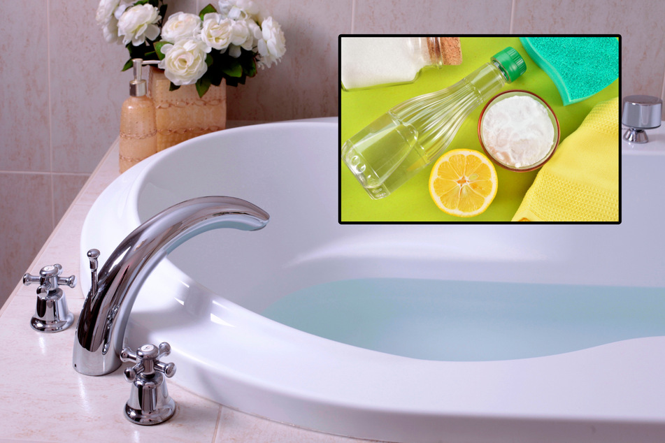 Um eine Badewanne zu reinigen und von Kalk zu befreien, eignen sich auch Essig und Zitronensäure.