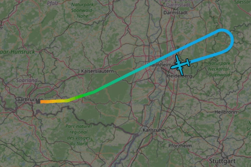 Das Flugzeug drehte im bayrischen Luftraum über Miltenberg.