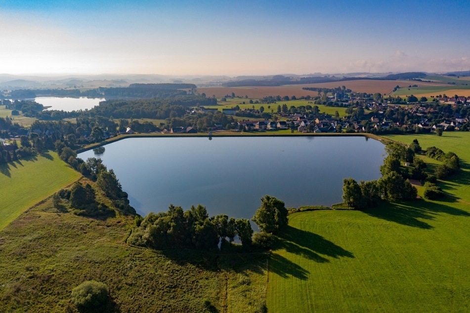 Der Mittlere Großhartmannsdorfer Teich wird derzeit abgelassen.