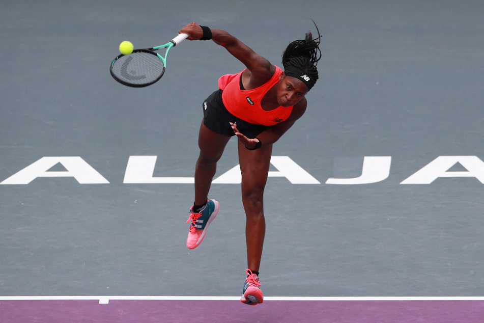 Coco Gauff of the US in action during her second-round match against Italy's Elisabetta Cocciaretto at the 2022 Guadalajara Open.