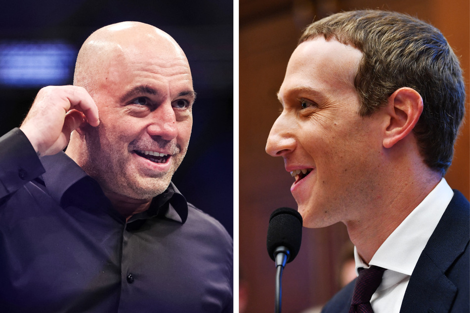 Facebook and Meta CEO Mark Zuckerberg (r.) was a guest on Thursday's episode of the controversial podcast The Joe Rogan Experience.