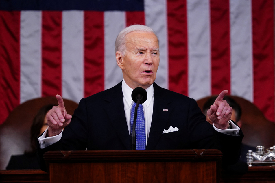 President Joe Biden delivers his third State of the Union address in the House Chamber of the US Capitol on March 7, 2024.