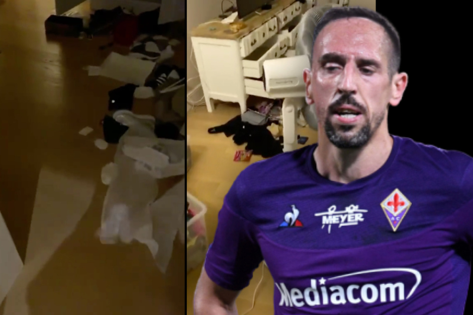 Auf Twitter veröffentlichte Franck Ribéry (37) ein Video, das die Spuren der Einbrecher zeigt. (Bildmontage)