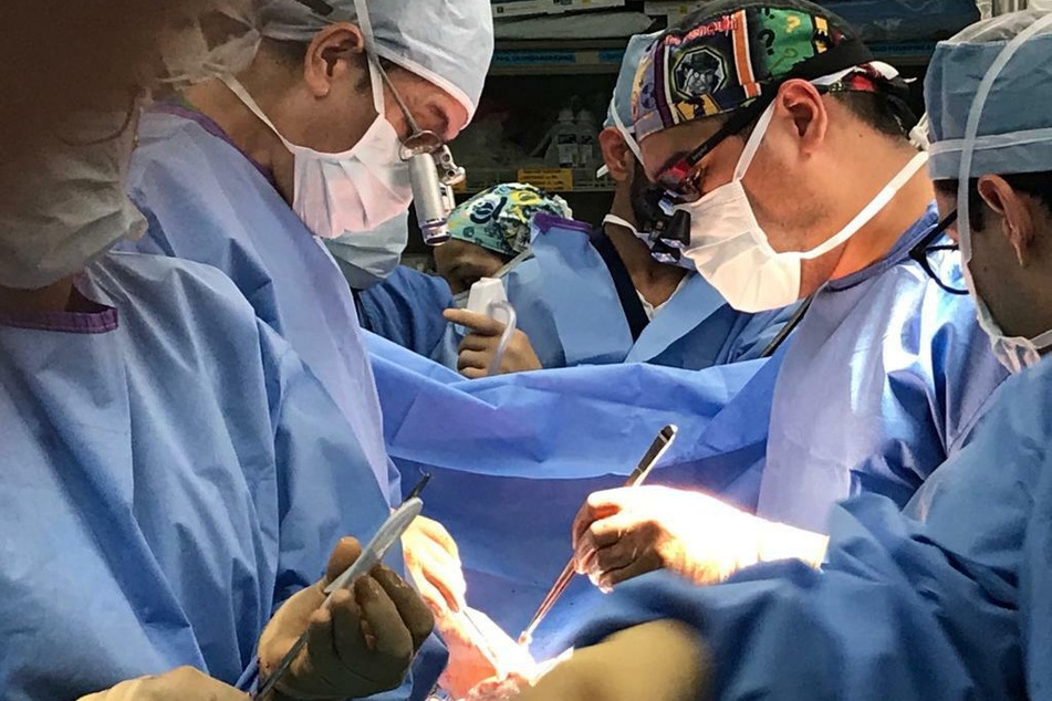 Auf diesem vom Krankenhaus Christus Muguerza zur Verfügung gestellten Bild führt ein Team um den Chirurgen Wong Jaen eine Doppel-Lungentransplatation an einem Covid-19-Überlebenden durch.