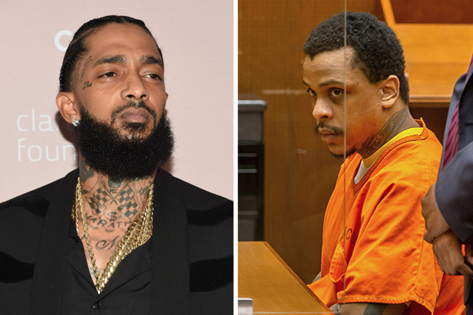 Eric Holder Jr. (r) was sentenced to 60 years to life in prison for the murder of rapper Nipsey Hussle.
