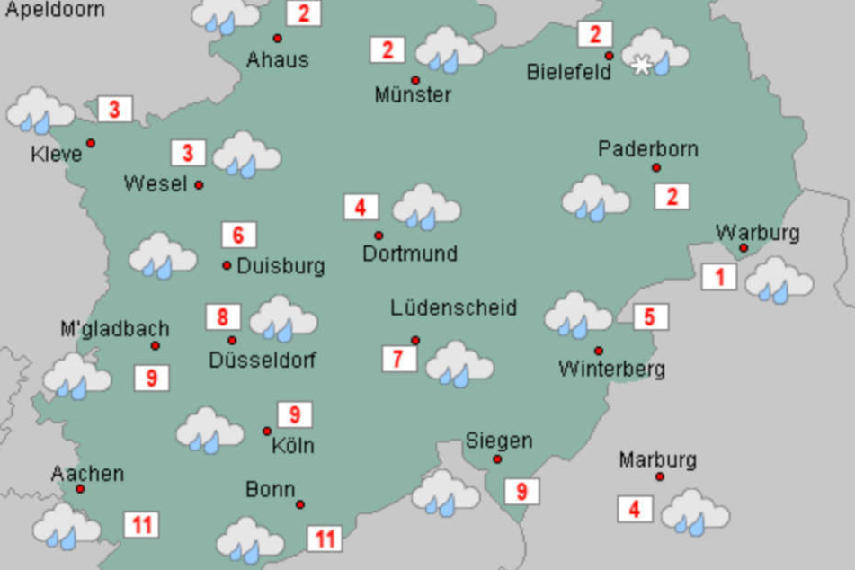 In den kommenden Tagen kündigt sich in NRW jede Menge Regen an.
