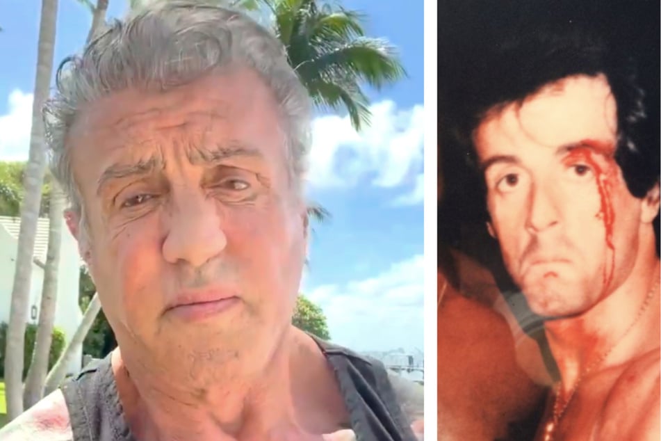 Sylvester Stallone now (l.) and when he played Rocky in 1976 (collage).
