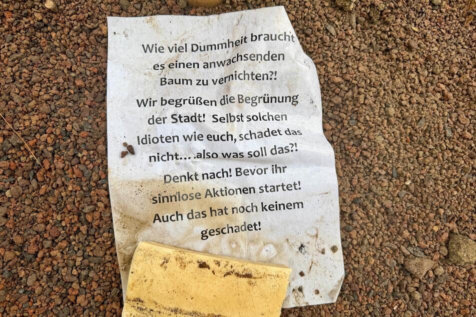 Wütende Anwohner finden klare Worte für die Baumfäller.