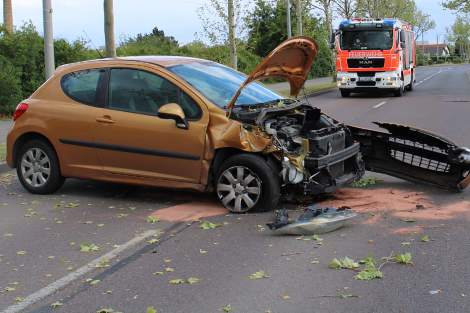 Auto rauscht gegen Baum: Unfall auf der Rippachtalstraße in Leipzig