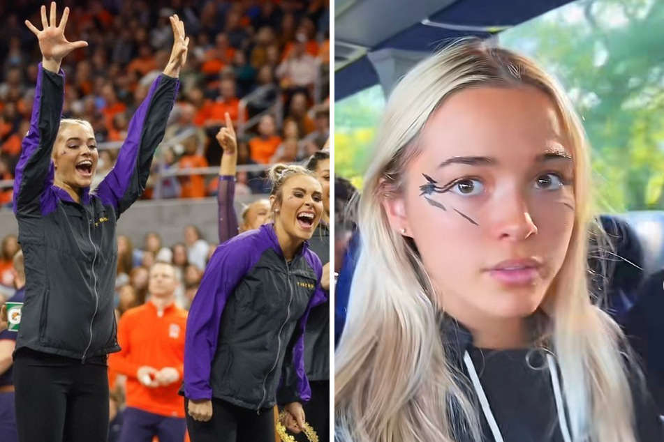 LSU gymnast influencer Olivia Dunne and her gymnastics team are NCAA Regional bound, and the girls are sporting some funky new makeup along the way!