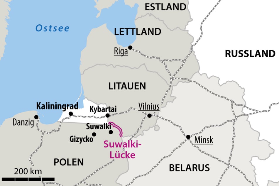 Die Suwalki-Lücke zwischen Polen und Litauen ist die einzige Land-Verbindung zwischen Belarus und Kaliningrad (Russland).