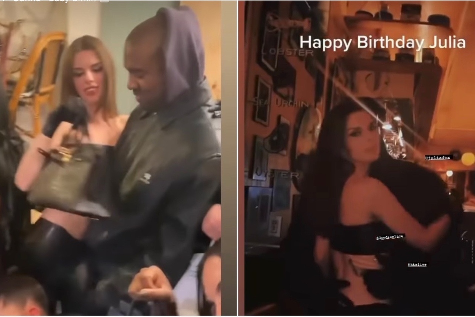 Julia Fox and Kanye "Ye" West packed on the PDA at Fox's low-key birthday celebration.