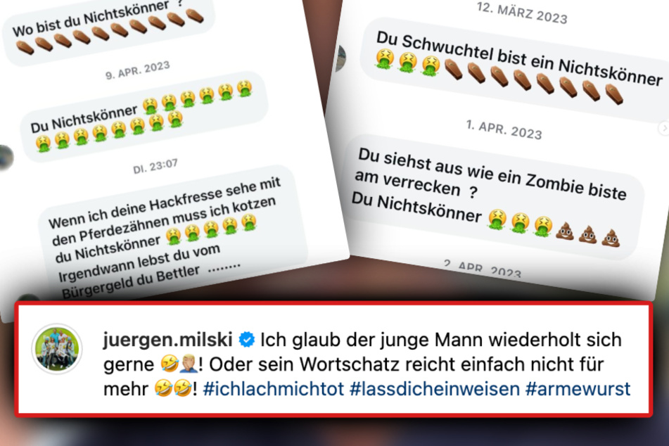 Jürgen Milski lachte sich in Anbetracht der wüsten Nachrichten, die der User ihm geschickt hatte, "tot".