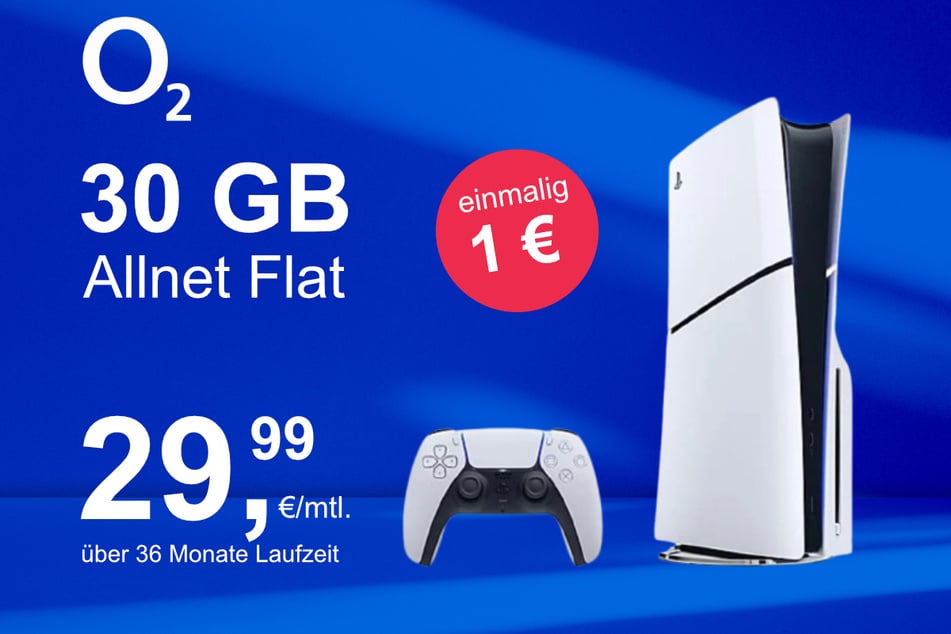 Die PS5 Slim Digital Edition im o2 Mobile M inkl. 30 GB+ für einmalig nur 1 Euro.