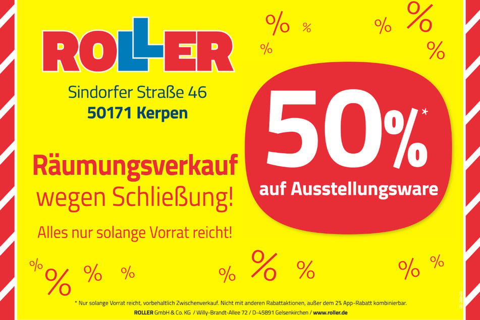 Im Abverkauf bei ROLLER in Kerpen profitieren Kunden jetzt von bis zu 50 Prozent Rabatt¹ beim Möbelkauf.