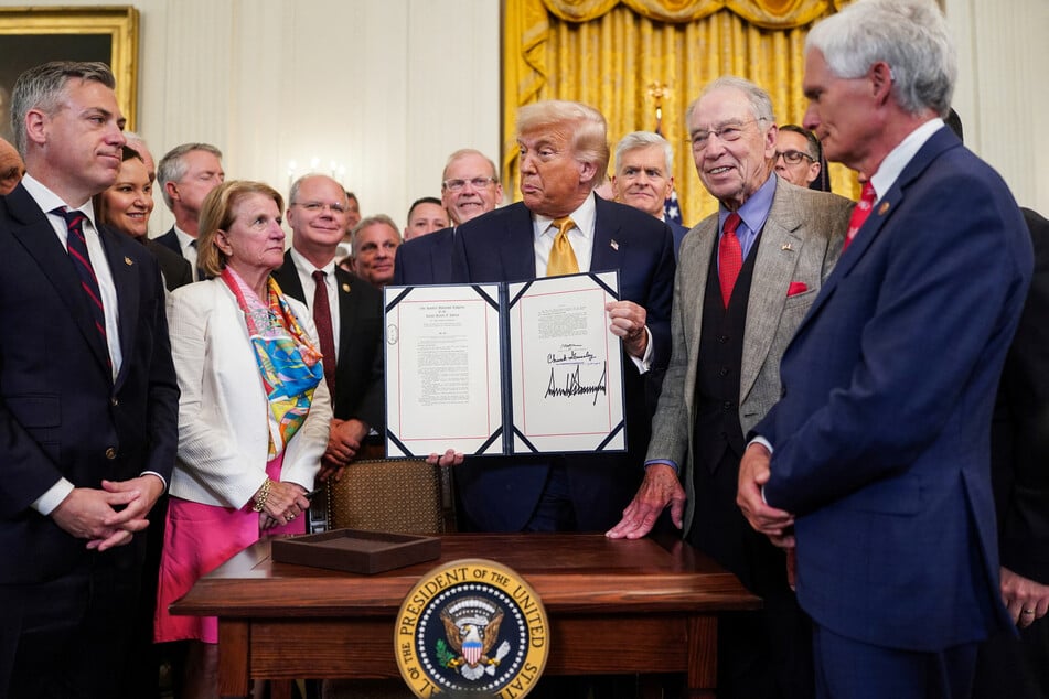 President Donald Trump was joined by families of overdose victims on Wednesday as he signed the HALT Fentanyl Act into law.