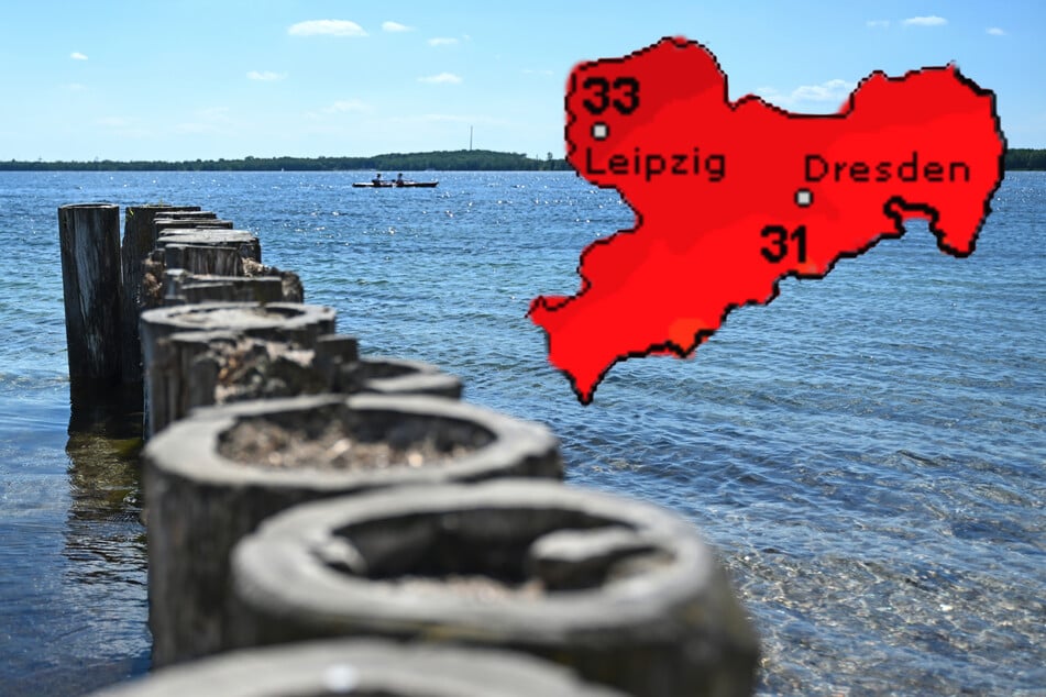 Die Temperaturen am Wochenende laden dazu ein ans Wasser zu fahren, wie hier am Cospudener See bei Leipzig.