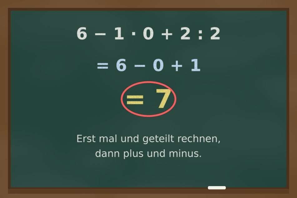 Auflösung der Knobelei vom 13.10.2026: Punkt vor Strich - das Ergebnis ist 7.