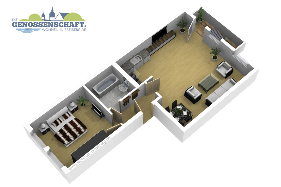 Grundriss Paul-Müller-Straße 51: 2-Raum-Wohnung (55 qm)