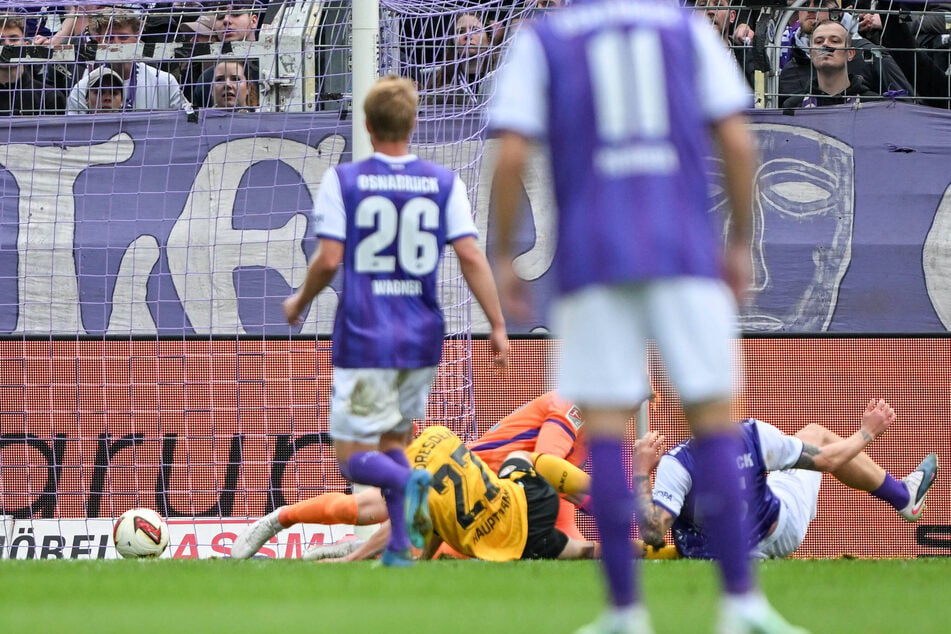 Das Dresdner Führungstor von Niklas Hauptmann (M.) hatte Dynamo keine Souveränität gegeben.