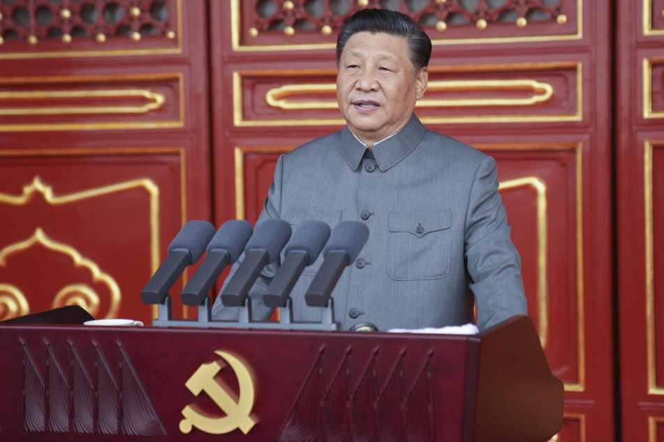 Chinas Staats- und Parteichef Xi Jinping (68) bei einer Rede zum 100. Jubiläum der Kommunistischen Partei.