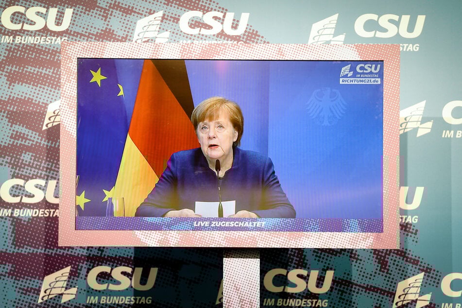 Kanzlerin Angela Merkel (66, CDU) bei einer Videokonferenz.