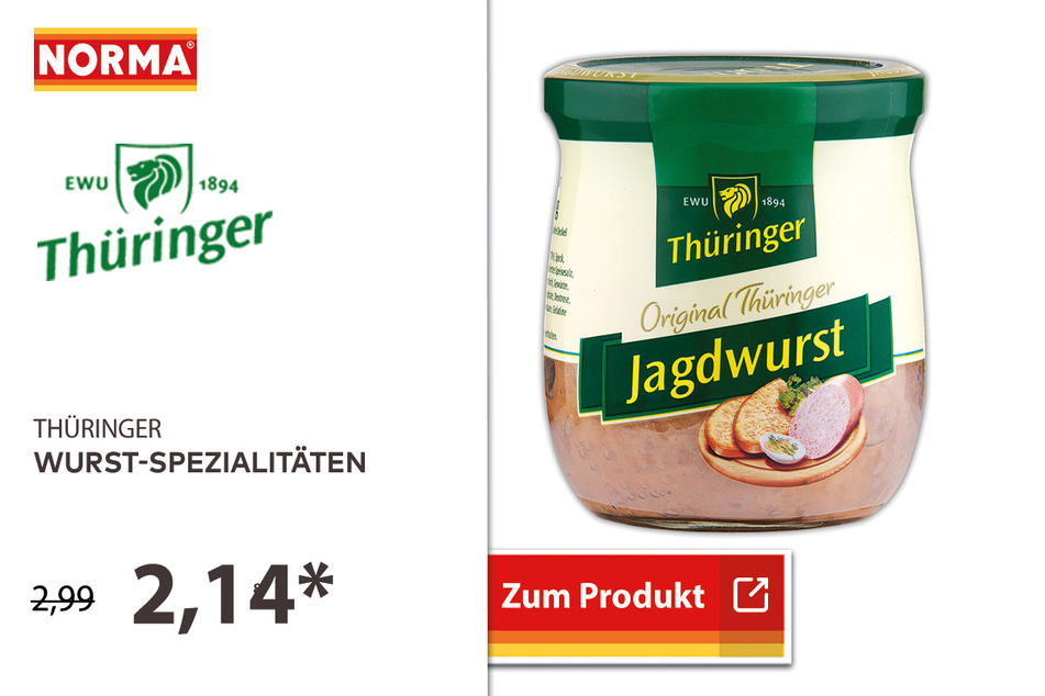 Thüringer Wurst-Spezialitäten, 300g für 2,14 Euro.