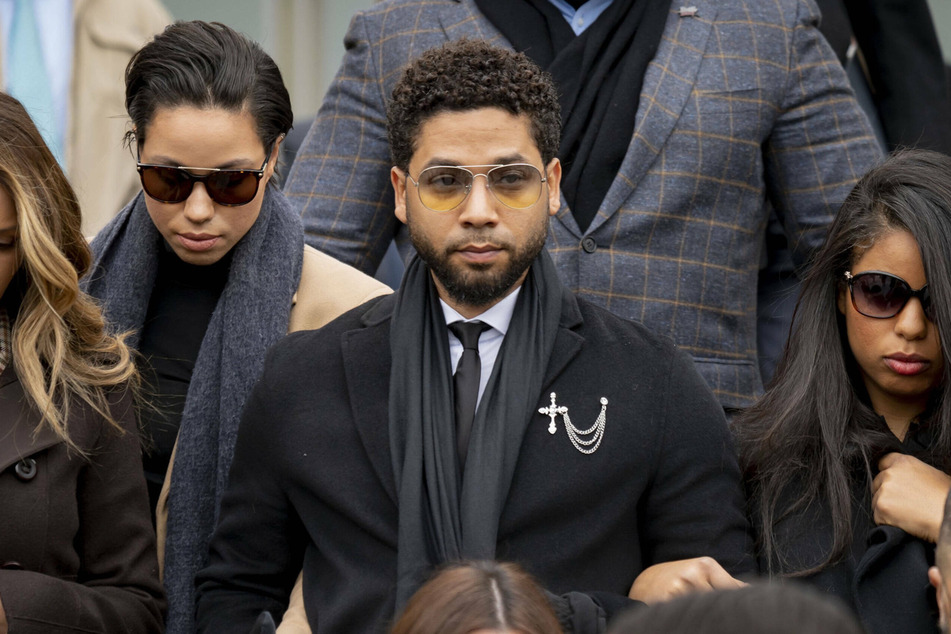 Jussie Smollett departs the court after an appearance on February 24, 2020, at the Leighton Criminal Courts Building in Chicago, Illinois.