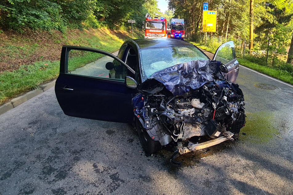 Frontal-Unfall mit Lkw im Vogtland: Opel-Fahrerin (18) im Auto eingeklemmt