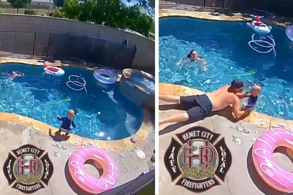 A quick-thinking firefighter saved his one-year-old son from drowning!