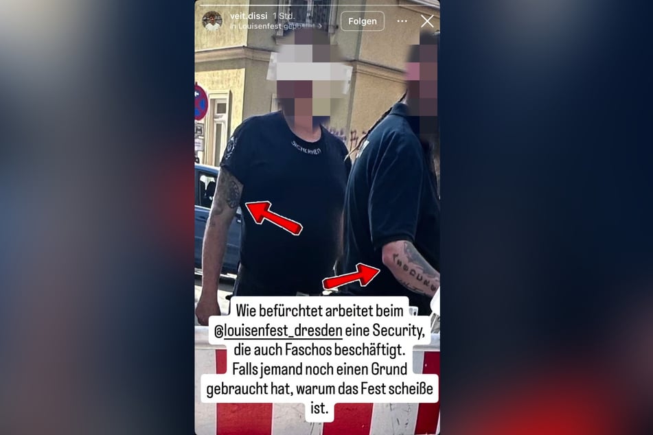 Zwei Mitarbeiter des Sicherheitsdienstes auf dem Louisenfest wurden mit offenbar rechtsextremen Tattoos gesichtet.