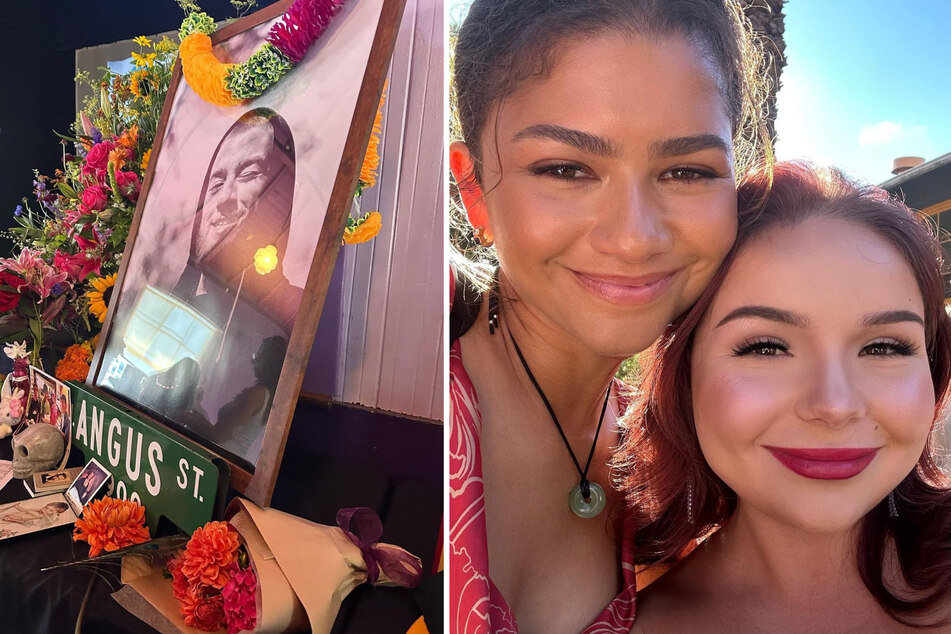 Zendaya (l.) was photographed attending a memorial service for her late Euphoria co-star, Angus Cloud.