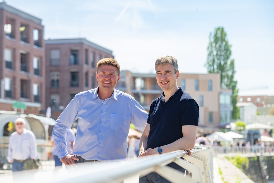 Projektleiter Sebastian Forkert (50) und Baubürgermeister Stephan Kühn (46, Grüne) gefällt das Endergebnis.