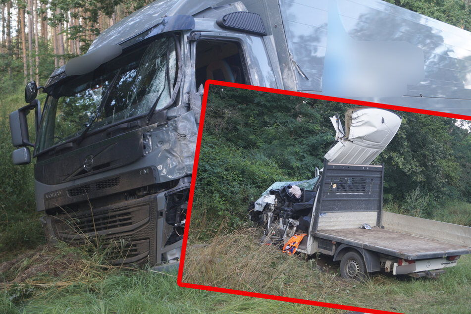Transporter kollidiert beim Überholen mit Lkw: Fahrer (27) schwerst verletzt
